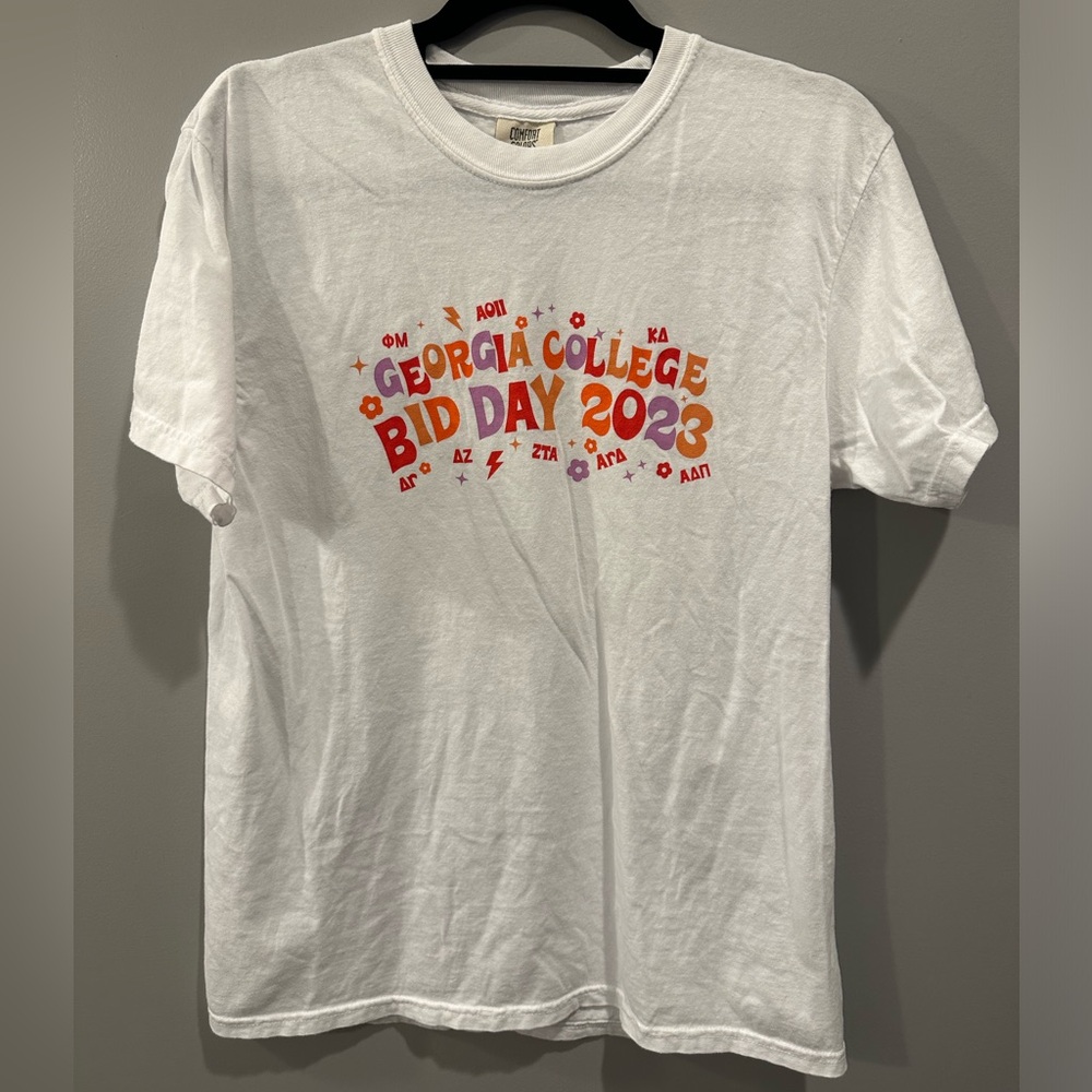 Comfort Colors 2023 Georgia College Bid Day Sorority Panhellenic White Size M